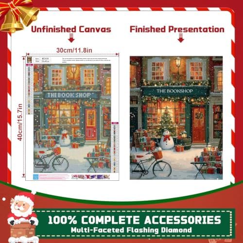 XUCNWL Christmas Diamond Art Kits for Adults,Bookstore Diamond Painting