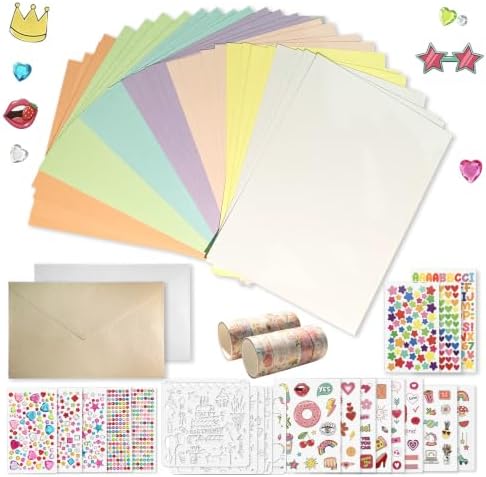28 Blank card making supplies, Creative Greeting Card Set for Adults | Cute DIY card making kit with Thickened Card, Envelope, Tape, Supplies and Stencils for Card Making Set for Birthdays
