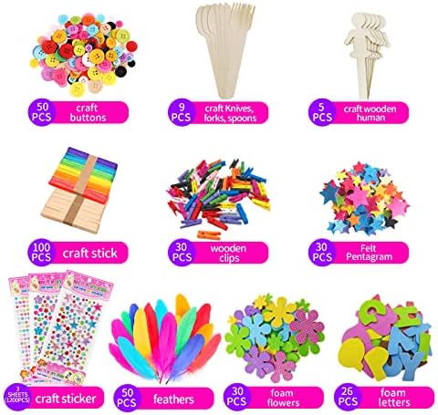 Itopstar 3000 Kids Arts and Crafts Supplies for Kids Crafting Supply in 3 Layered Plastic Art Box All in One Ages 8 9 10 11 & 12 Year Old Girls & Boys Crafting Supply Set