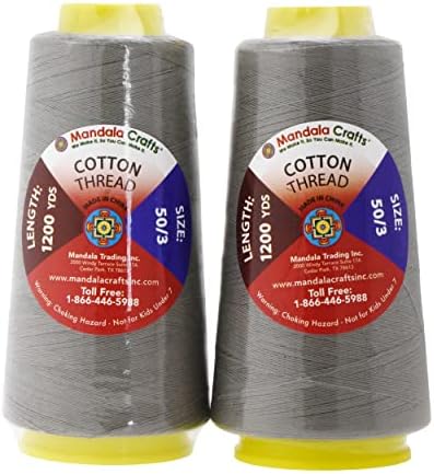 Mandala Crafts Gray Mercerized Cotton Thread Cones for Sewing Quilting