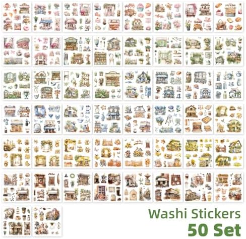 Beautiful Garden Theme Sticker Scrapbooking Supplies for Junk Journal, 50 Sheets Washi Stickers - Vintage Journaling Stickers, Ephemera Sticker Book Pre Cut(TZ-005-005)