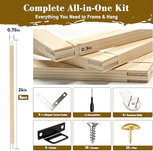 2 Set 24x24 in Canvas Stretcher Bars for Painting Embroidery Needlepoint