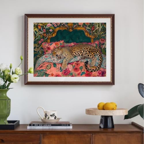 AOSGEDY Cheetah Diamond Art Kits for Adults, DIY Leopard Diamond Painting Kits for Beginner, 5D Full Drill Diamond Dots Gem Art Painting Crafts for Home Wall Decor 12x16 Inch