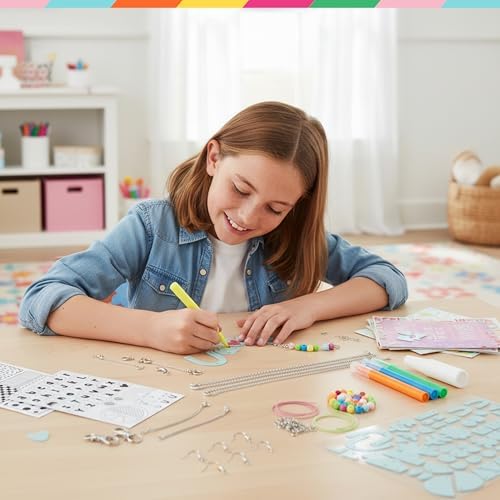 Bright Stripes Shrinkadoo Jewelry Making Kit for Kids and Teens, Ages 8+