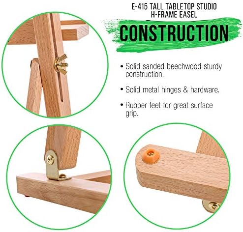 U.S. Art Supply 38" High Wooden H-Frame Studio Tabletop Easel for Painting