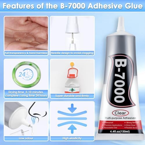 B7000 Rhinestones Glue for Crafts, 2pcs 130ML Glue of Diamond Jewelry