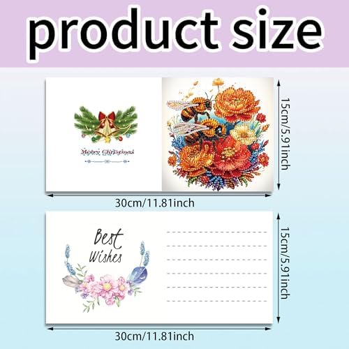 MaiYiYi 6 Pack DIY Bee Diamond Art Painting Greeting Cards