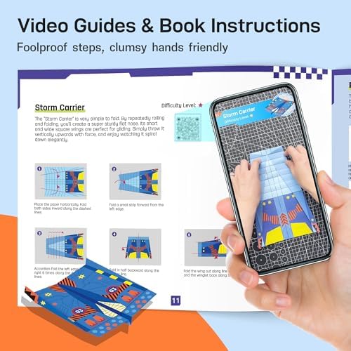 Leven DIY Paper Airplane Book, 16 Creative Folding Paper Planes, 11" x 8.3"