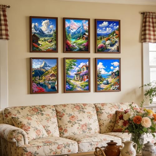 DOTSOPS 6 Pack Landscape Diamond Painting Kits for Adults Round Full Drill