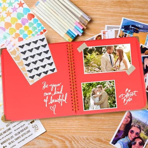 Joyberg Scrapbook 80 Pages, Scrapbooking Supplies 8 x 8 In, Scrapbook Album Suitable for Album Memory Book Wedding, Anniversary Family, DIY Craft Projects (Red)