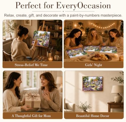 TELMOXA Garden Paint by Numbers Kit for Adults, 16x20 in