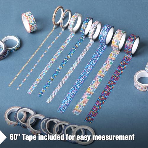 Mr. Pen- Washi Tape Set, 21 Rolls, Assorted Sizes, 5 Yards/Roll | Washi Tape for Scrapbook, Arts, Crafts, Journals and Planners, Geo Labyrinth