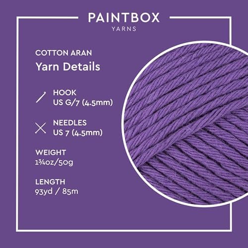 Paintbox Yarns 100% Cotton Aran Yarn 1.76oz / 50g, 93yds / 85m
