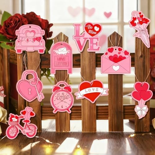 80PCS Wooden Heart Ornaments to Paint Valentine's Day Craft,10 Styles DIY Blank Unfinished Wood Heart Cutouts Ornament for Crafts Spring Tree Hanging Decorations Love