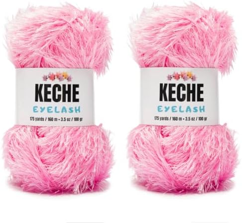 Eyelash Fun Fur Yarn - Premium Soft Crochet Yarn DIY Hand Knitting 100% Polyester 175 Yds 3.53 Oz (Pack of 2) - Pink