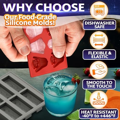 Silicone Molds, Set of 8, Sci-Fi Themed; Non-Stick (Colored)