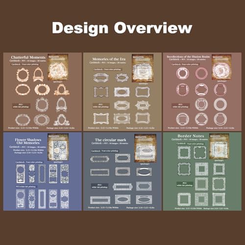 120PCS Vintage Frame Sticker Set, Retro Decorative Borders, Cardstock & PET Stickers for Scrapbook Journal Collage Planner DIY