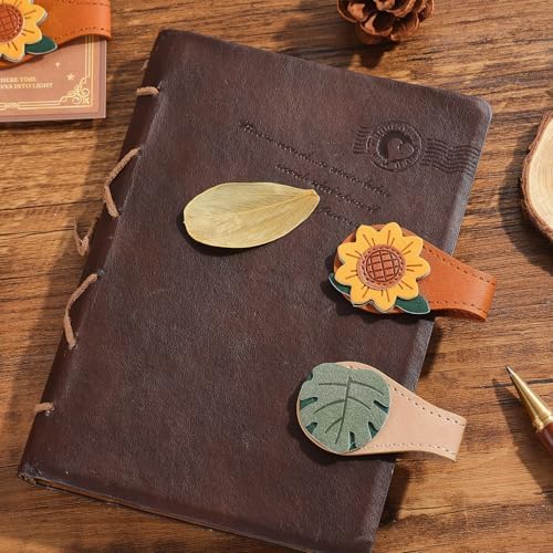 2PCS Vintage Magnetic Leather Bookmark, Leather Magnetic Bookmarks for Women, Magnetic PU Bookmarks Clip Book Accessories