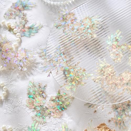 40Pcs Large Gilt Flower Wings Stickers for Scrapbooking,Self-Adhesive Floral WingsStickers Scrapbook Supplies Journaling Stickers for Water Bottle Adult Card Making Letters DIY Cards Decoration
