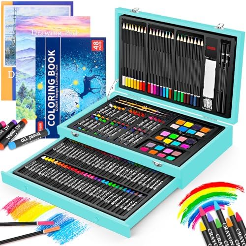 iBayam 150-Pack Deluxe Art Supplies with 1 Coloring Book, 2 Sketch Pads