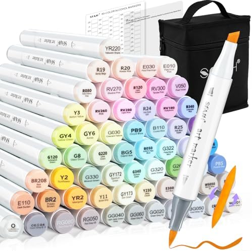 SFAIH Art Pastel Alcohol Markers Brush & Chisel Tip - 61 Dreamy Colors