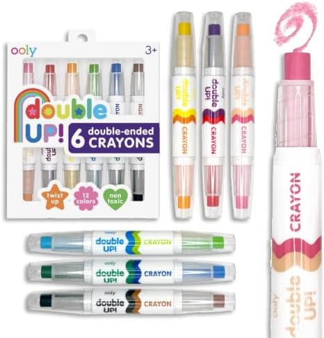 OOLY Double Up Double-Ended Twist-Up Crayons, Set of 6, 12 Colors
