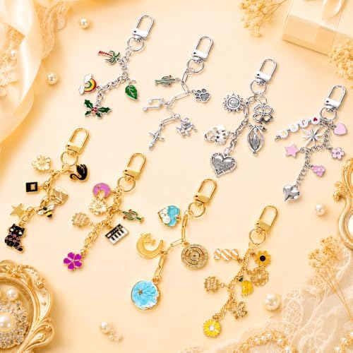 Wurosi 24 Sets Keychain Making Kit for Bag Charm with Package,Gold & Silver