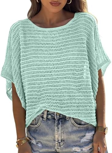 UNCLECAT Women's Crochet Tops Sweater Pullover Knit Tops Beach Coverup