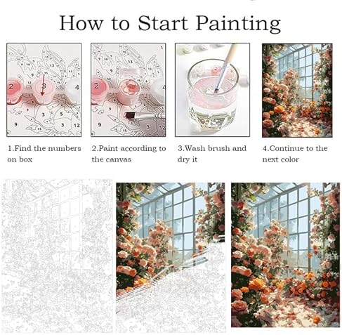 ZRIZQ Paint by Numbers Kit for Adults Beginners,Flowers DIY Painting Set,Relaxing Creative Craft Activity,16x20 Inch-Floral Home
