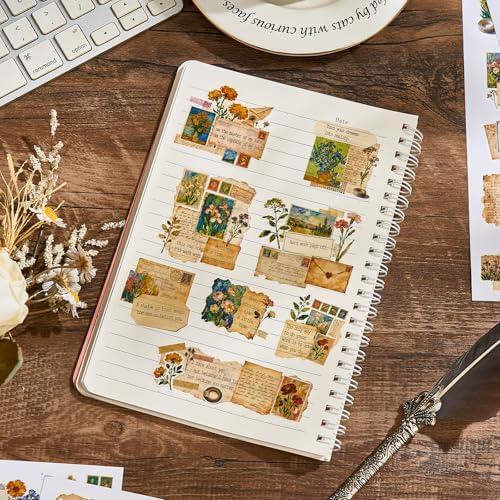 120Pcs Motivational Quote Stickers, Vintage Botanical Decal for Journaling