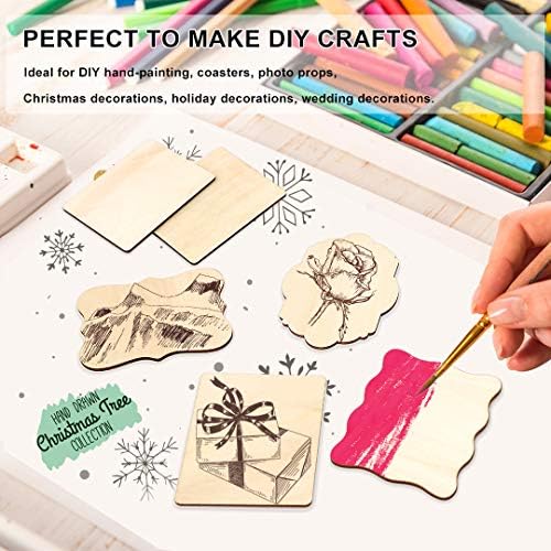 Unfinished Wood Ornaments, DIY 32pcs 4x3in Creative Irregular Wood Slices