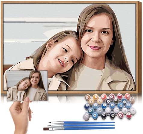 CUSTOM STEWARD Mother Day, Custom Paint by Numbers Kit, DIY Personalized Canvas Painting Set with Acrylic Paints, 3 Brushes, Numbered Canvas, Home Decor, Gifts for Mom from Daughter Son