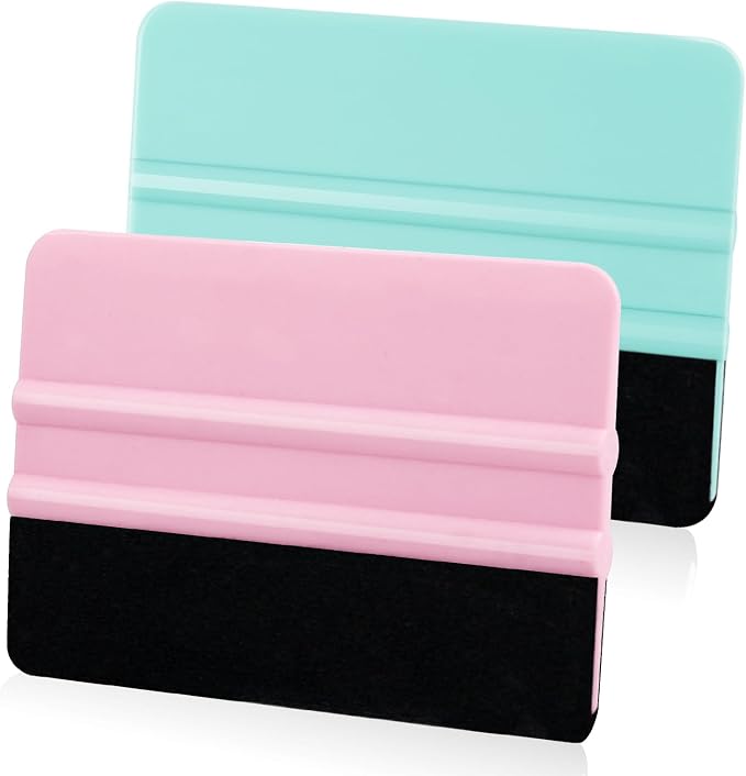 WRAPXPERT Vinyl Squeegee Tool,2 Pack Squeegees for Vinyls Pink and Teal,Felt Squeegee Vinyls Scraper Tool for Crafting Vinyl Application