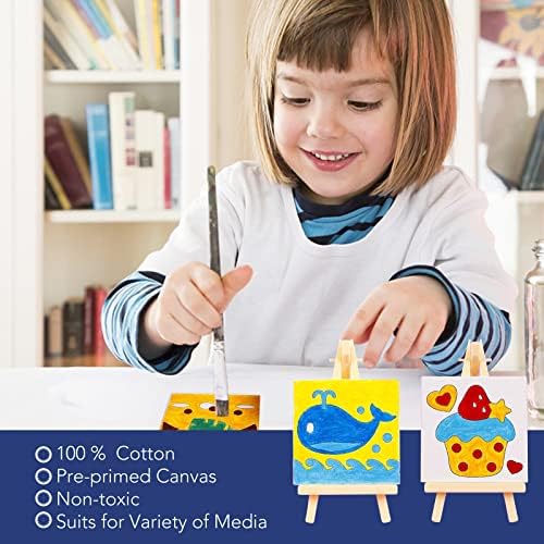 ESRICH Mini Stretched Canvas 12 Pack 4x4inch, 2/5''Profile Art Primed Canvases for Painting, 100% Cotton Small Professional Stretched Canvas for Kids and Art Supplies,for Acrylics,Oils&Other Painting.