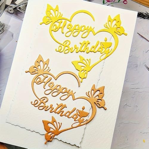 Lapoo Words Cutting Die for Scrapbooking - Durable, Cut Stencils for DIY Scrapbook Photo Album Decorative Paper Card, Card Making Supplies Party Wedding Decorations (Happy Birthday 4.1 x 3.9 in)