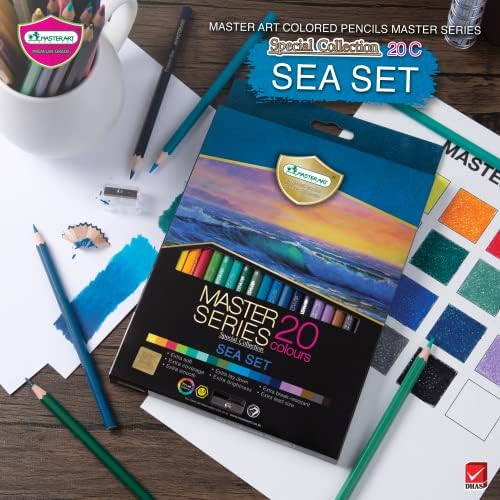 MASTERART Colored Pencils Master Series 20 Colors in Special Collection for Kids and Adults Coloring (SEA SET)