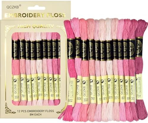 Premium Rainbow Color Embroidery Floss - Cross Stitch Threads - Friendship Bracelets Floss - Crafts Floss - 12 Skeins Per Pack Embroidery Floss,Pink-Brown Gradient