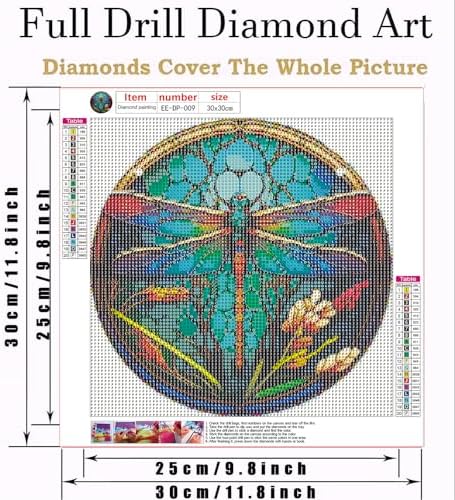 EIBEILI Dragonfly Diamond Art Painting Kits for Adults - Full Drill Diamond Paintings for Beginners, Round 5D Paint with Diamonds Pictures Gem Art Painting Kits DIY Adult Crafts Kits 12x12inch