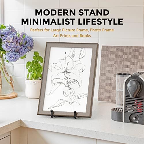 TR-LIFE 4 Pack 10 Inch Large Plate Stands for Display - Metal Plate Holder Stand + Picture Stand + Small Easels for Decorative Plate, Platter, Book, Plaques, Photo Frame, Tabletop Art