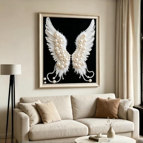 3D Pearl Angel Wings Diamond Art Painting Kits for Adults 12x16inch