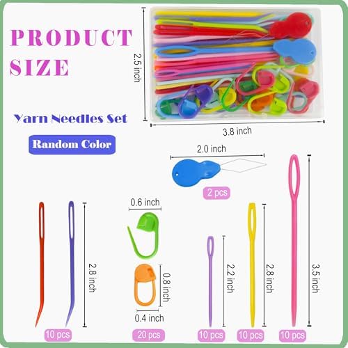 DeliaVo 62 Pcs Yarn Needles Set, Crochet Kit for Knitting Sewing Weaving