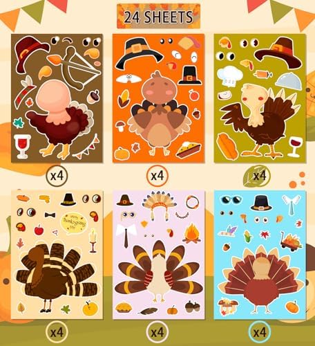 Thanksgiving Stickers for Kids, Thanksgiving Crafts Party Supplies for Kids