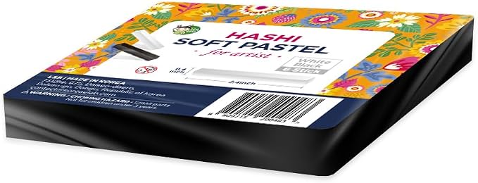 HA SHI Soft Chalk Pastels for Adult Artists, 3 Black + 3 White Sticks