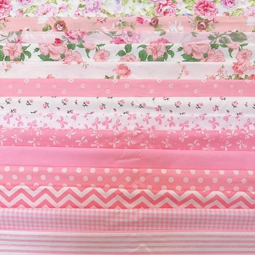 Cotton Fabric DIY Making Supplies Quilting Patchwork Fabric Fat Quarter Bundles DIY for Quilting Cotton Patchwork Cushions (42pcs Peony, 10cm*10cm)