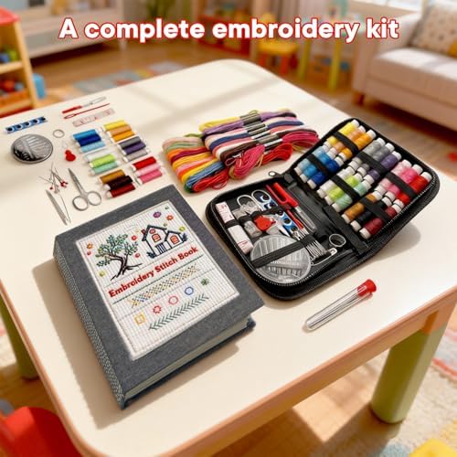 AILE 2026 New Embroidery Stitch Book Kit for Adult Beginners, Embroidery Sampler Practice Book with Complete Toolkit & Instructional Tutorial, DIY Embroidery for Adults and Craft Enthusiasts