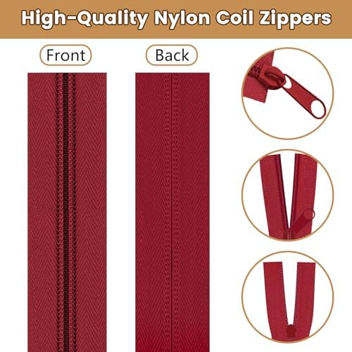 DOITEM 22.2 Yards/ 20 m 10 Pieces Assorted Colors #5 Nylon Coil Zippers, Sewing Zippers Endless Zips with 40 Pieces Zipper Sliders Zip Heads for DIY Sewing Tailor Craft Supplies