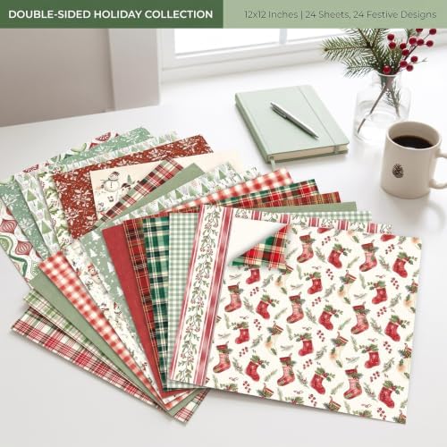 Christmas Scrapbook Paper Pad Journals Materials Pattern Decoupage, 12in