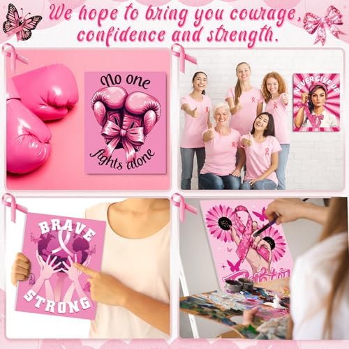 Sherr 140 Pcs 20 Set Pre Drawn Canvas Painting Kit, Breast Cancer Awareness