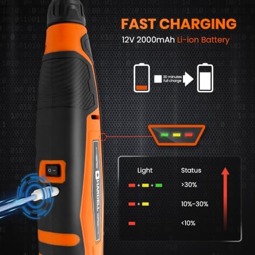 HARDELL 12V Cordless Rotary Tool Kit 6-Speed 30000RPM Rotary 94 Accessories