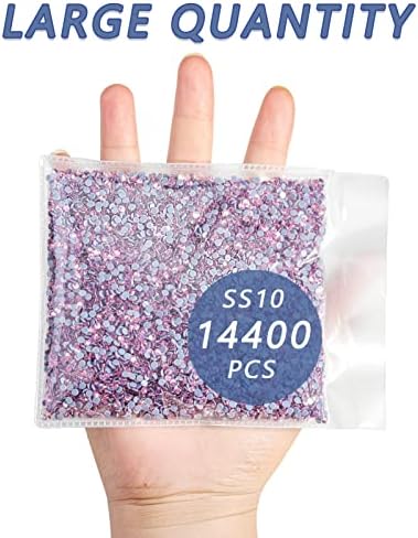 Beadsland Hotfix Rhinestones Bulk, 14400pcs Pink Hot Fix Rhinestones for Crafts Clothes DIY Decoration, Light Rose/Light Pink, SS10, 2.7-2.9mm